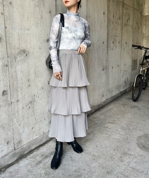 CLEA（クレア）の「タイダイ柄メロウシアーハイネックインナートップス（Tシャツ/カットソー・レディース・ブルー/ブラック・FREE）」の11枚目の写真