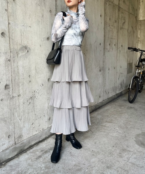 CLEA（クレア）の「タイダイ柄メロウシアーハイネックインナートップス（Tシャツ/カットソー・レディース・ブルー/ブラック・FREE）」の12枚目の写真