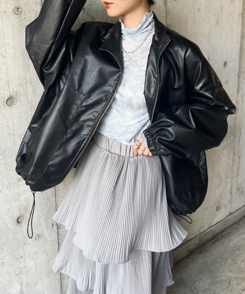 CLEA（クレア）の「タイダイ柄メロウシアーハイネックインナートップス（Tシャツ/カットソー・レディース・ブルー/ブラック・FREE）」の10枚目の写真