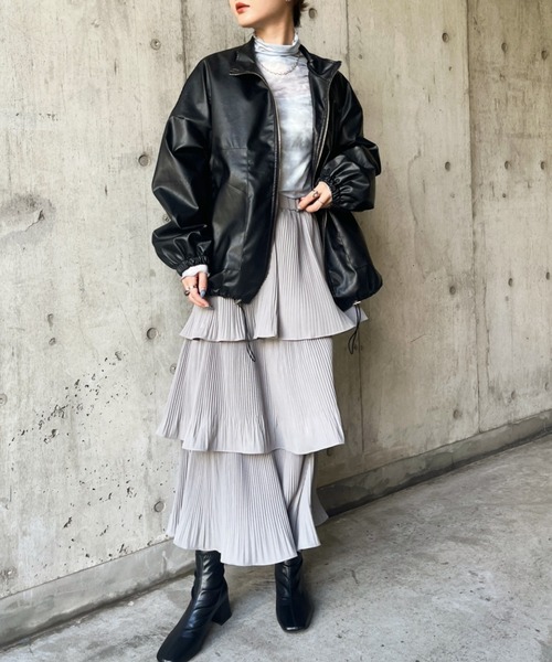 CLEA（クレア）の「タイダイ柄メロウシアーハイネックインナートップス（Tシャツ/カットソー・レディース・ブルー/ブラック・FREE）」の13枚目の写真