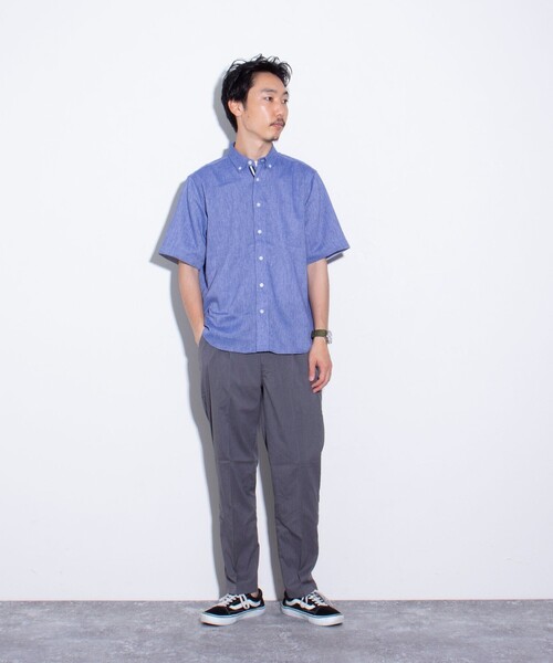 GLOSTER(グロスター)の「【GLOSTER/グロスター】楊柳 ニットテープ半袖シャツ(シャツ/ブラウス・メンズ・ホワイト/グレー/ブルー/サックスブルー・S/M/L)」の10枚目の写真