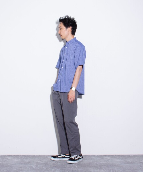 GLOSTER(グロスター)の「【GLOSTER/グロスター】楊柳 ニットテープ半袖シャツ(シャツ/ブラウス・メンズ・ホワイト/グレー/ブルー/サックスブルー・S/M/L)」の11枚目の写真