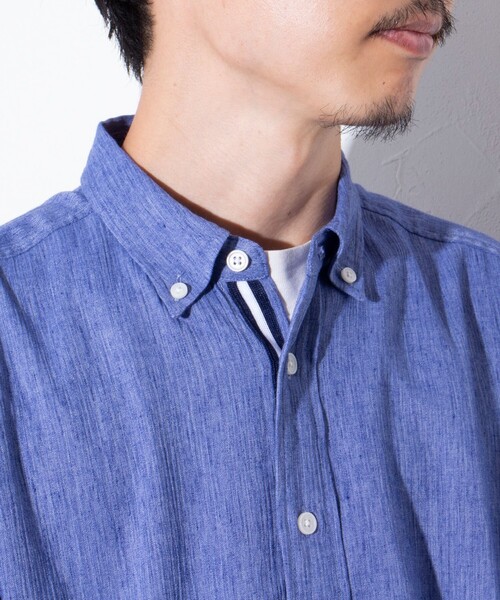 GLOSTER(グロスター)の「【GLOSTER/グロスター】楊柳 ニットテープ半袖シャツ(シャツ/ブラウス・メンズ・ホワイト/グレー/ブルー/サックスブルー・S/M/L)」の18枚目の写真
