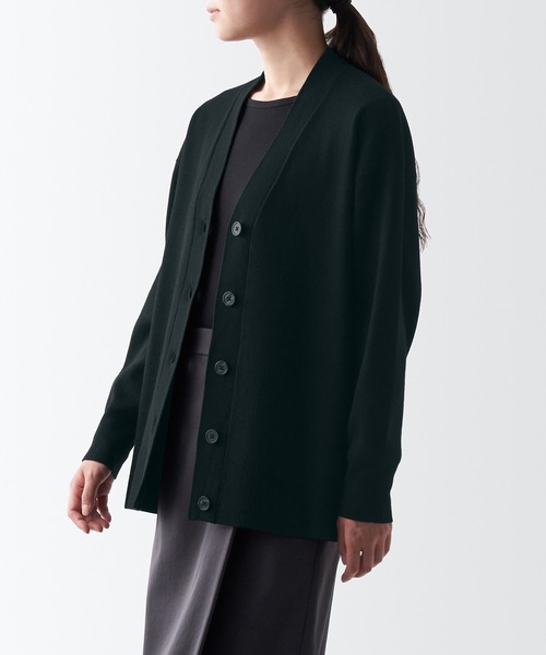 セール】洗えるミラノリブ編みVネックワイドカーディガン