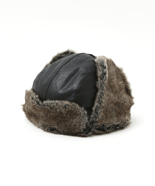 Ruben（ルーベン）の「【RUBEN/ルーベン】FAKE LEATHER FLIGHT/レザーフライトキャップ/ユニセックス/  RUS-6394（キャップ・メンズ・ダークブラウン/ブラック/アイボリー・フリー）」の6枚目の写真