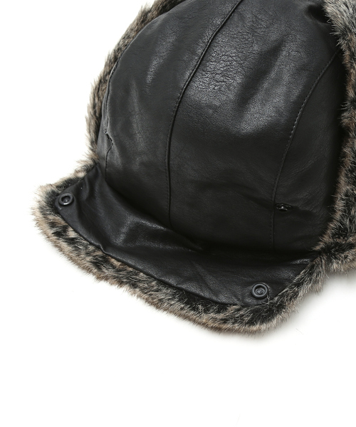 Ruben（ルーベン）の「【RUBEN/ルーベン】FAKE LEATHER FLIGHT/レザーフライトキャップ/ユニセックス/  RUS-6394（キャップ・メンズ・ダークブラウン/ブラック/アイボリー・フリー）」の11枚目の写真