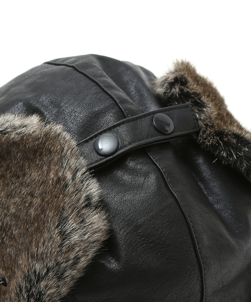 Ruben（ルーベン）の「【RUBEN/ルーベン】FAKE LEATHER FLIGHT/レザーフライトキャップ/ユニセックス/  RUS-6394（キャップ・メンズ・ダークブラウン/ブラック/アイボリー・フリー）」の12枚目の写真