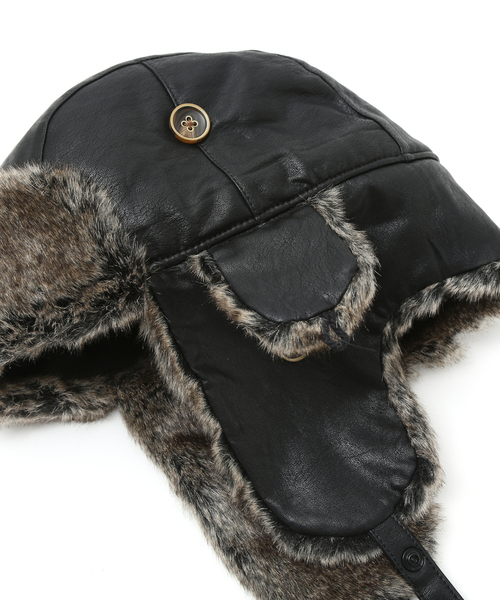 Ruben（ルーベン）の「【RUBEN/ルーベン】FAKE LEATHER FLIGHT/レザーフライトキャップ/ユニセックス/  RUS-6394（キャップ・メンズ・ダークブラウン/ブラック/アイボリー・フリー）」の14枚目の写真