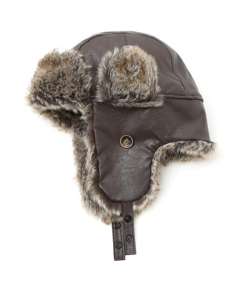 Ruben（ルーベン）の「【RUBEN/ルーベン】FAKE LEATHER FLIGHT/レザーフライトキャップ/ユニセックス/  RUS-6394（キャップ・メンズ・ダークブラウン/ブラック/アイボリー・フリー）」の18枚目の写真