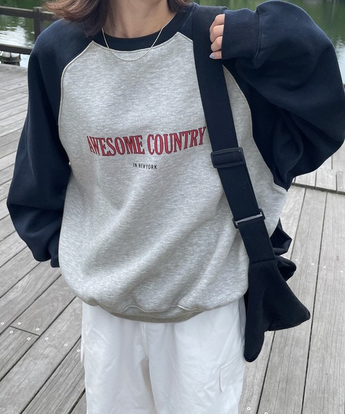 Chillfar（チルファー）の「ラグランスウェット（スウェット・レディース・アイボリー系/チャコールグレー×ブラック/オートミール/アイボリー系2/ネイビー系/グレー系/アイボリー系3/グレー系2/グレー系1/アイボリー系1・FREE）」の4枚目の写真