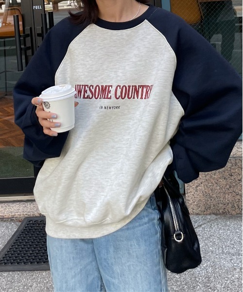 Chillfar（チルファー）の「ラグランスウェット（スウェット・レディース・アイボリー系/チャコールグレー×ブラック/オートミール/アイボリー系2/ネイビー系/グレー系/アイボリー系3/グレー系2/グレー系1/アイボリー系1・FREE）」の9枚目の写真