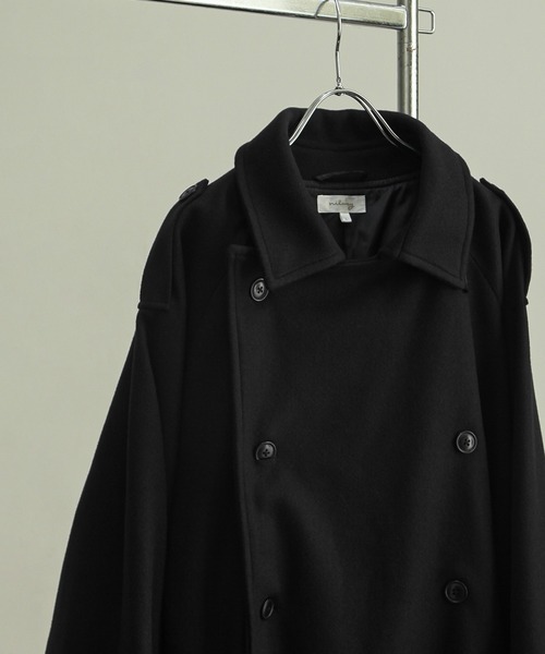 NILWAY（ニルウェイ）の「ウールテックスタンドカラー比翼ロング トレンチコート（トレンチコート・メンズ・グレイッシュベージュ/チャコール/ブラック・MEDIUM/LARGE）」の8枚目の写真