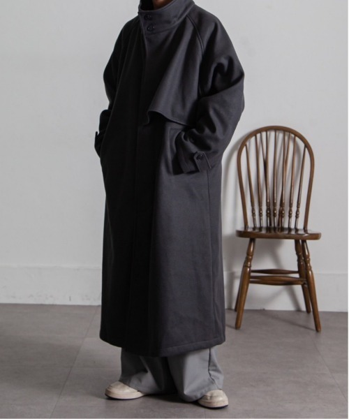 NILWAY（ニルウェイ）の「ウールテックスタンドカラー比翼ロング トレンチコート（トレンチコート・メンズ・グレイッシュベージュ/チャコール/ブラック・MEDIUM/LARGE）」の20枚目の写真