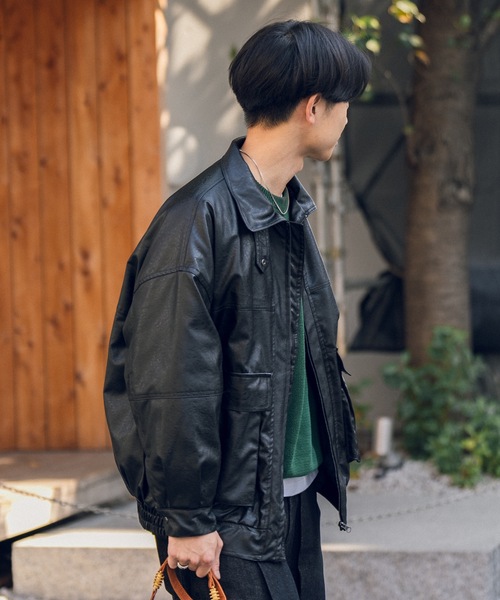 COLIN(コリン)の「COLIN:FAKE LEATHER QUILTING A-2 BLOUSON フェイクレザー 中綿キルティング A-2 ブルゾン(ライダースジャケット・メンズ・ブラック・L/M)」の22枚目の写真