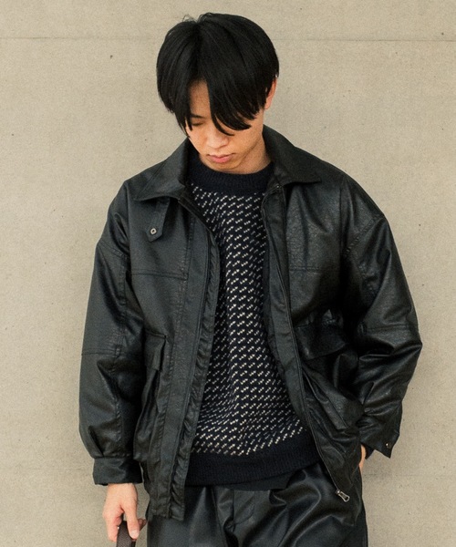 COLIN(コリン)の「COLIN:FAKE LEATHER QUILTING A-2 BLOUSON フェイクレザー 中綿キルティング A-2 ブルゾン(ライダースジャケット・メンズ・ブラック・L/M)」の21枚目の写真