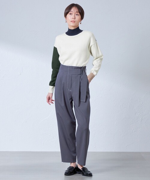 CAST:(キャストコロン)の「【イチオシ】カラーブロックニット・2023秋冬モデル(ニット/セーター・レディース・ネイビー/グレー/オフホワイト・M)」の7枚目の写真