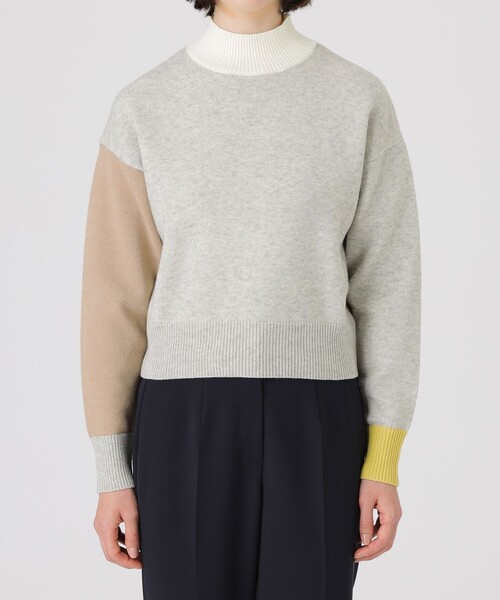 CAST:(キャストコロン)の「【イチオシ】カラーブロックニット・2023秋冬モデル(ニット/セーター・レディース・ネイビー/グレー/オフホワイト・M)」の15枚目の写真