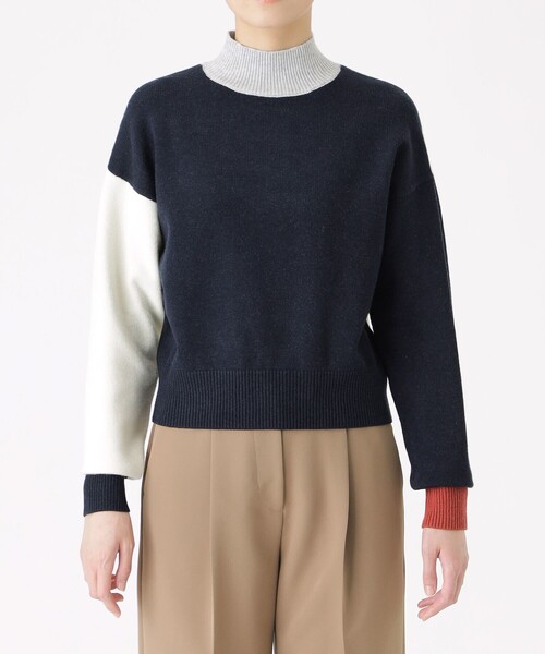CAST:(キャストコロン)の「【イチオシ】カラーブロックニット・2023秋冬モデル(ニット/セーター・レディース・ネイビー/グレー/オフホワイト・M)」の16枚目の写真