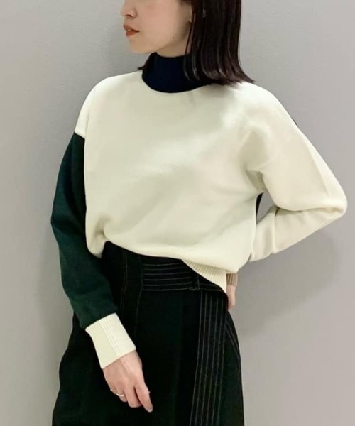 CAST:(キャストコロン)の「【イチオシ】カラーブロックニット・2023秋冬モデル(ニット/セーター・レディース・ネイビー/グレー/オフホワイト・M)」の6枚目の写真