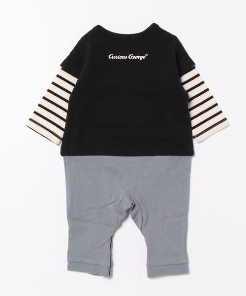 petit main（プティマイン）の「【おさるのジョージ】袖レイヤードカバーオール（ロンパース・キッズ・ブラック/グリーン/アイボリー/モカ・80ｃｍ/70cm）」の5枚目の写真