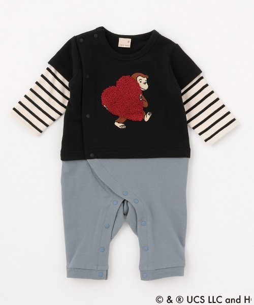 petit main（プティマイン）の「【おさるのジョージ】袖レイヤードカバーオール（ロンパース・キッズ・ブラック/グリーン/アイボリー/モカ・80ｃｍ/70cm）」の21枚目の写真