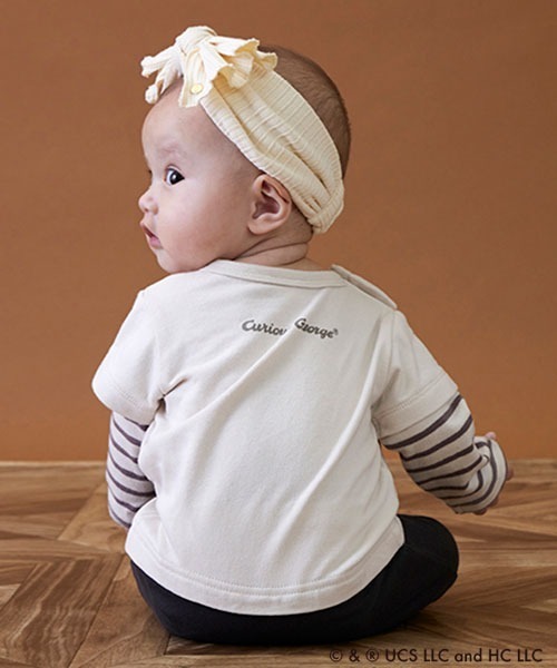 petit main（プティマイン）の「【おさるのジョージ】袖レイヤードカバーオール（ロンパース・キッズ・ブラック/グリーン/アイボリー/モカ・80ｃｍ/70cm）」の7枚目の写真