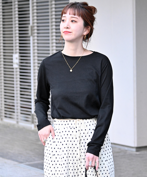 B.C STOCK(ベーセーストック)の「《追加》シアークルーネックロンT(Tシャツ/カットソー・レディース・ブラック/ホワイト・FREE)」の9枚目の写真