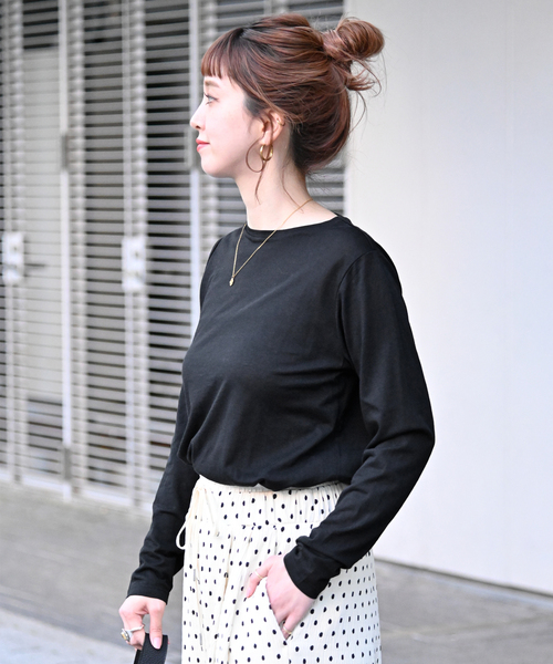 B.C STOCK(ベーセーストック)の「《追加》シアークルーネックロンT(Tシャツ/カットソー・レディース・ブラック/ホワイト・FREE)」の10枚目の写真