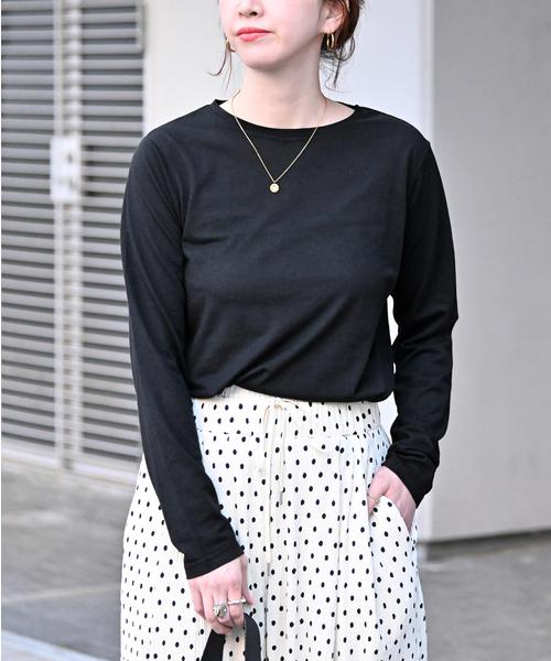 B.C STOCK(ベーセーストック)の「《追加》シアークルーネックロンT(Tシャツ/カットソー・レディース・ブラック/ホワイト・FREE)」の12枚目の写真