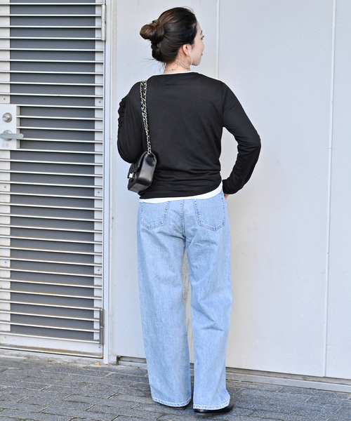 B.C STOCK(ベーセーストック)の「《追加》シアークルーネックロンT(Tシャツ/カットソー・レディース・ブラック/ホワイト・FREE)」の15枚目の写真