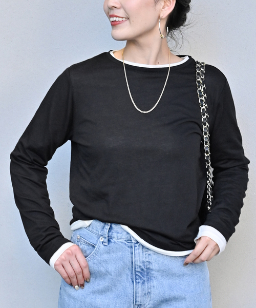 B.C STOCK(ベーセーストック)の「《追加》シアークルーネックロンT(Tシャツ/カットソー・レディース・ブラック/ホワイト・FREE)」の17枚目の写真