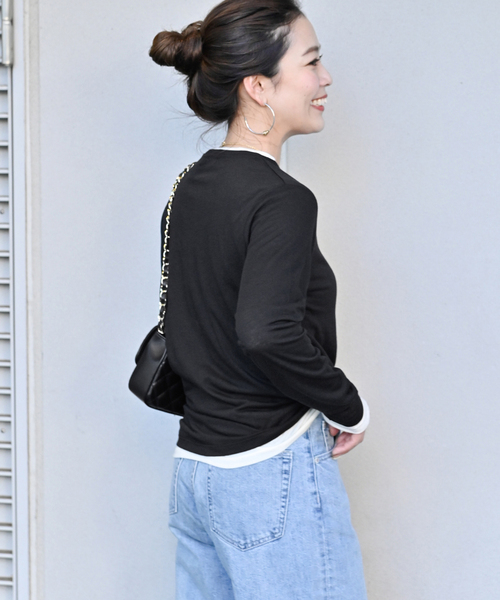 B.C STOCK(ベーセーストック)の「《追加》シアークルーネックロンT(Tシャツ/カットソー・レディース・ブラック/ホワイト・FREE)」の18枚目の写真