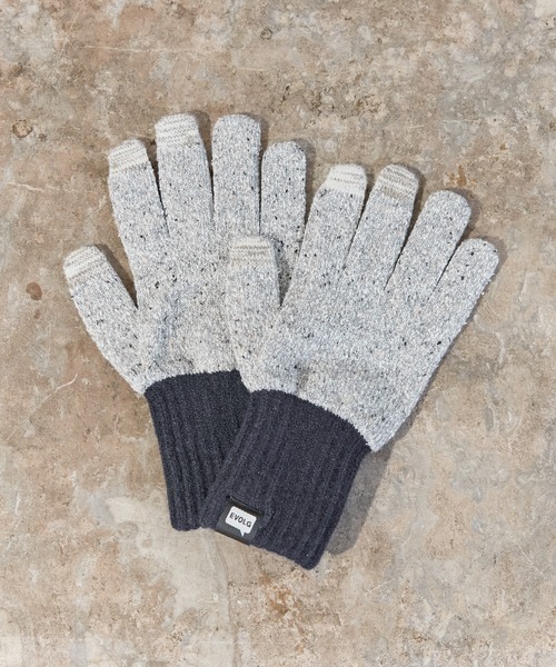 EVOLG（エヴォログ）の「EVOLG エヴォログ：STUDDED 　ニットグローブ　メンズ　レディース　ユニセックス手袋 LET2803（手袋・メンズ・ネイビー/キャメル/ワインレッド・FREE）」の2枚目の写真
