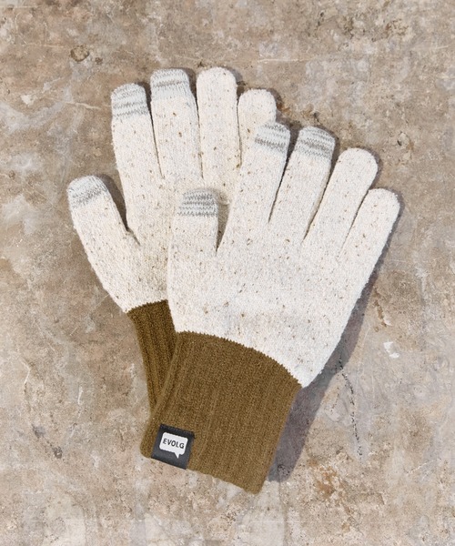 EVOLG（エヴォログ）の「EVOLG エヴォログ：STUDDED 　ニットグローブ　メンズ　レディース　ユニセックス手袋 LET2803（手袋・メンズ・ネイビー/キャメル/ワインレッド・FREE）」の3枚目の写真