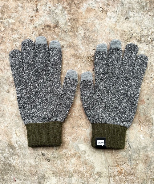EVOLG（エヴォログ）の「EVOLG エヴォログ：STUDDED 　ニットグローブ　メンズ　レディース　ユニセックス手袋 LET2803（手袋・メンズ・ネイビー/キャメル/ワインレッド・FREE）」の6枚目の写真