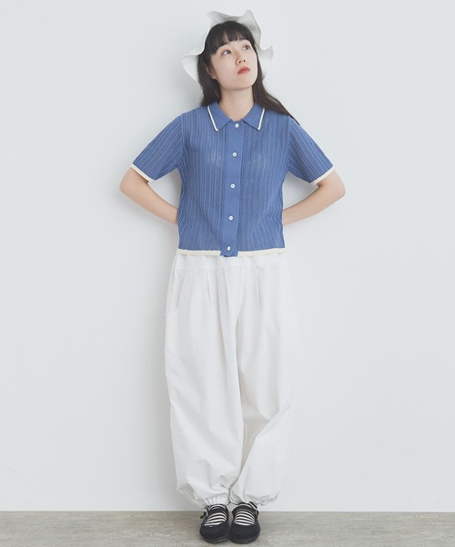 bulle de savon（ビュルデサボン）の「透かし編み ポロカーディガン