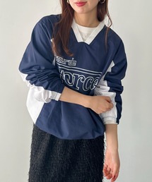 print logo nylon pullover/プリントロゴゲームシャツナイロンプルオーバー