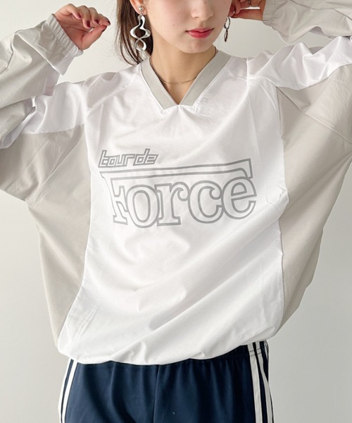 un+frame(アンフレーム)の「print logo nylon pullover/プリントロゴゲームシャツナイロンプルオーバー(Tシャツ/カットソー・レディース・ブラック/ホワイト/ネイビー・FREE)」の5枚目の写真