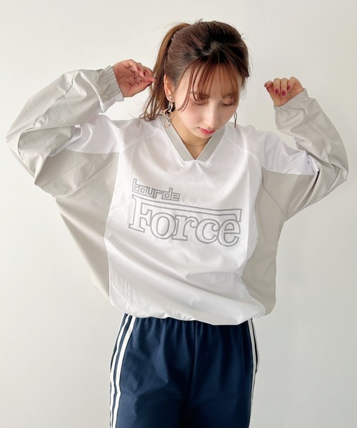 un+frame(アンフレーム)の「print logo nylon pullover/プリントロゴゲームシャツナイロンプルオーバー(Tシャツ/カットソー・レディース・ブラック/ホワイト/ネイビー・FREE)」の8枚目の写真