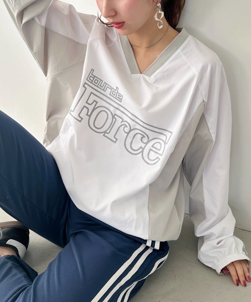 un+frame(アンフレーム)の「print logo nylon pullover/プリントロゴゲームシャツナイロンプルオーバー(Tシャツ/カットソー・レディース・ブラック/ホワイト/ネイビー・FREE)」の11枚目の写真