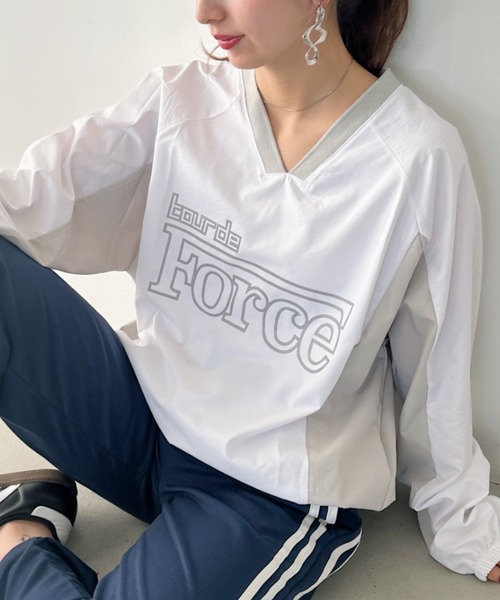 un+frame(アンフレーム)の「print logo nylon pullover/プリントロゴゲームシャツナイロンプルオーバー(Tシャツ/カットソー・レディース・ブラック/ホワイト/ネイビー・FREE)」の10枚目の写真