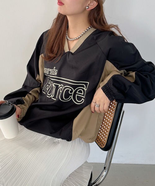un+frame（アンフレーム）の「print logo nylon pullover