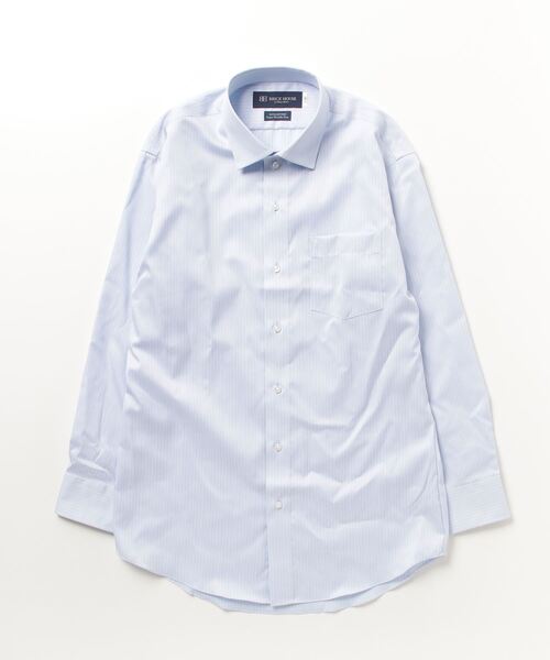 TOKYO SHIRTS（トウキョウシャツ）の「超形態安定ノーアイロン ワイド 長袖ビジネスワイシャツ（ビジネスシャツ・メンズ・ブルー・首回り42cm-裄丈82cm/首回り42cm-裄丈86cm/首回り43cm-裄丈86cm/首回り43cm-裄丈82cm/首回り39cm-裄丈80cm/首回り41cm-裄丈86cm/首回り41cm-裄丈82cm/首回り39cm-裄丈84cm/首回り37cm-裄丈80cm/首回り37cm-裄丈84cm）」の5枚目の写真