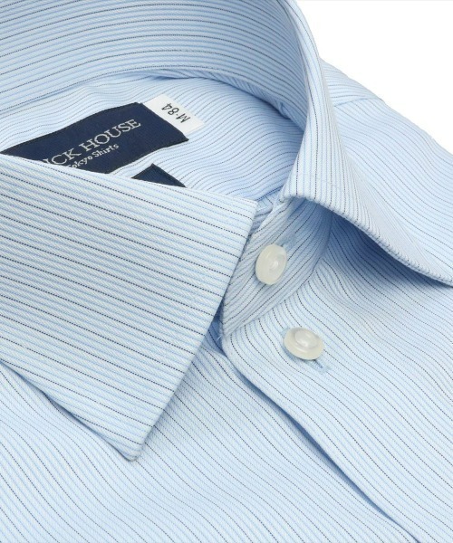 TOKYO SHIRTS（トウキョウシャツ）の「超形態安定ノーアイロン ワイド 長袖ビジネスワイシャツ（ビジネスシャツ・メンズ・ブルー・首回り42cm-裄丈82cm/首回り42cm-裄丈86cm/首回り43cm-裄丈86cm/首回り43cm-裄丈82cm/首回り39cm-裄丈80cm/首回り41cm-裄丈86cm/首回り41cm-裄丈82cm/首回り39cm-裄丈84cm/首回り37cm-裄丈80cm/首回り37cm-裄丈84cm）」の2枚目の写真