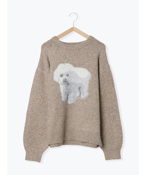 ehka sopo（エヘカソポ）の「ワンコ柄ニット（ニット/セーター・レディース・ピンク/ブラウン/ベージュ/サックスブルー・F）」の9枚目の写真