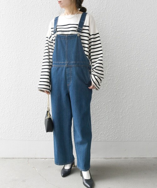 SHIPS any（シップス エニィ）の「SHIPS any:〈洗濯機可能〉ワイド スリーブ ビッグ ボーダー プルオーバー（Tシャツ/カットソー・レディース・ブラック/オレンジ/ライトブルー・ONE SIZE）」の5枚目の写真