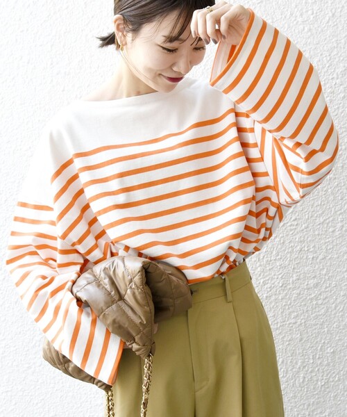 SHIPS any（シップス エニィ）の「SHIPS any:〈洗濯機可能〉ワイド スリーブ ビッグ ボーダー プルオーバー（Tシャツ/カットソー・レディース・ブラック/オレンジ/ライトブルー・ONE SIZE）」の18枚目の写真