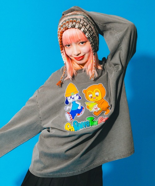 L.H.P（エルエイチピー）の「Parappa The Rapper/パラッパラッパー/ピグメント加工グラフィックプリントロンTEE（Tシャツ/カットソー・レディース・ブラック/ピンク/ライトグレー/グレー系その他3・MEDIUM/LARGE）」の21枚目の写真