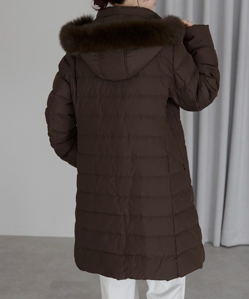 アバクロ ファー ダウン ジャケット コート ショート ロゴ 刺繍 ブラウン メンズ コート&ジャケット | Abercrombie & Fitch