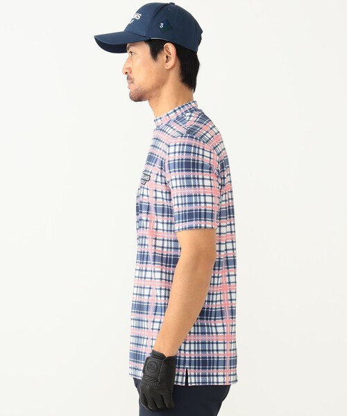 BEAMS GOLF PURPLE LABEL / プラスリッチ チェックプリント モックネックシャツ
